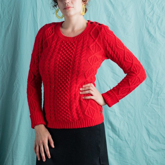H&M L.O.G.G. | Red Cable Knit Pullover Sweater - Picture 2 of 4